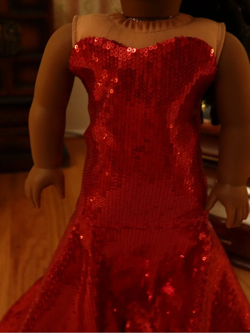 18 Inch American Girl Doll Sequined Red Gown - Elegant Dress
